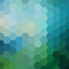 Green and blue background hexagon pattern, template. Color hexagon wallpaper. Vector illustration.