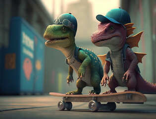 Urban dinosaur skaters