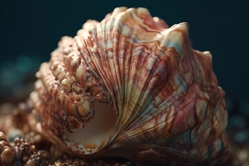 A close-up of a natural object, such as a seashell or coral, with intricate detail and color variation, Generative AI