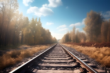 Fototapeta premium Railroad Tracks in the Country, Generative AI