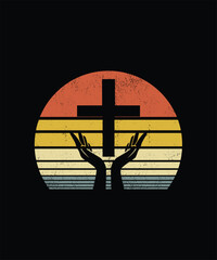 Retro vintage Style Jesus Cross T-shirt Design