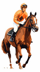 Fototapeta premium Jóquei de corrida de cavalos. Esporte. Campeão. Isolado no fundo branco