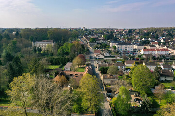 aerial view on the city of Boissise le Roi in Seine et Marne in France