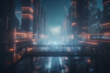A futuristic cityscape with advanced healthcare and medical technology, Generative AI