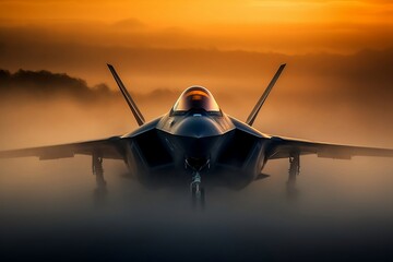 Fototapeta na wymiar F-35 Jet with Sun set