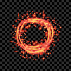 Vector Blurred Fire on Dark Background. Cartoon Flames. Bonfire Burst. Hot Red Sparks. Dangerously and Explosive Symbol.