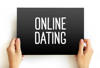 Online Dating text on card, concept background