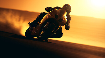 Moto gp, Homem de moto em alta velocidade encostado na curva. Esporte de corrida. campeonato de motogp - obrazy, fototapety, plakaty