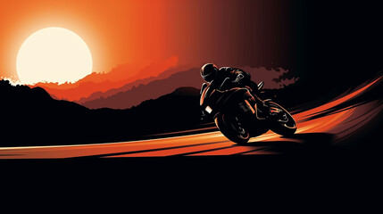 Moto gp, Homem de moto em alta velocidade encostado na curva. Esporte de corrida. campeonato de motogp