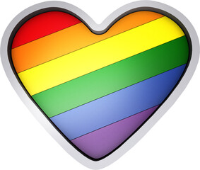 3d render of a heart shaped LGBTQ badge.