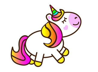 Cartoon rainbow pony on white background
