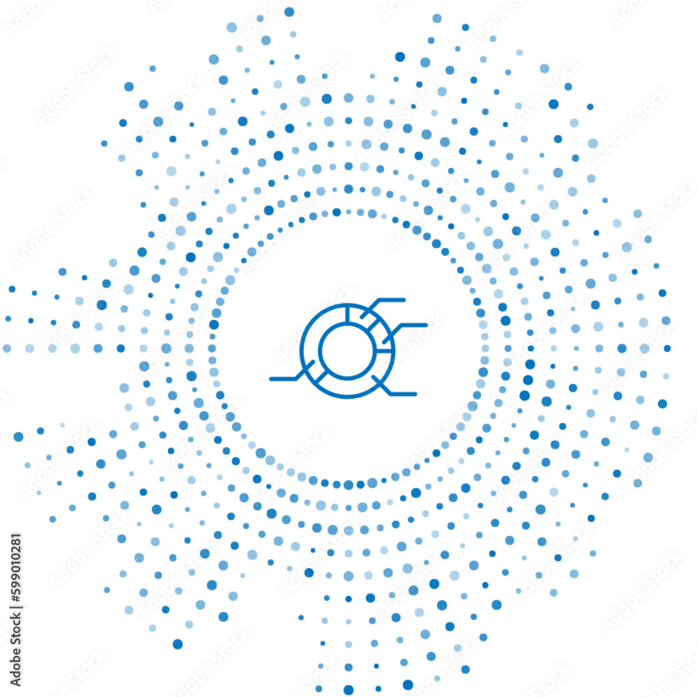 Poster blue line pie chart infographic icon isolated on white background. diagram chart sign. abstract circ