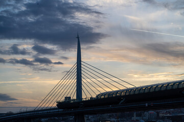 bridge over the river in the evening