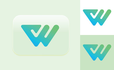 W letter logo design gradient color illustration