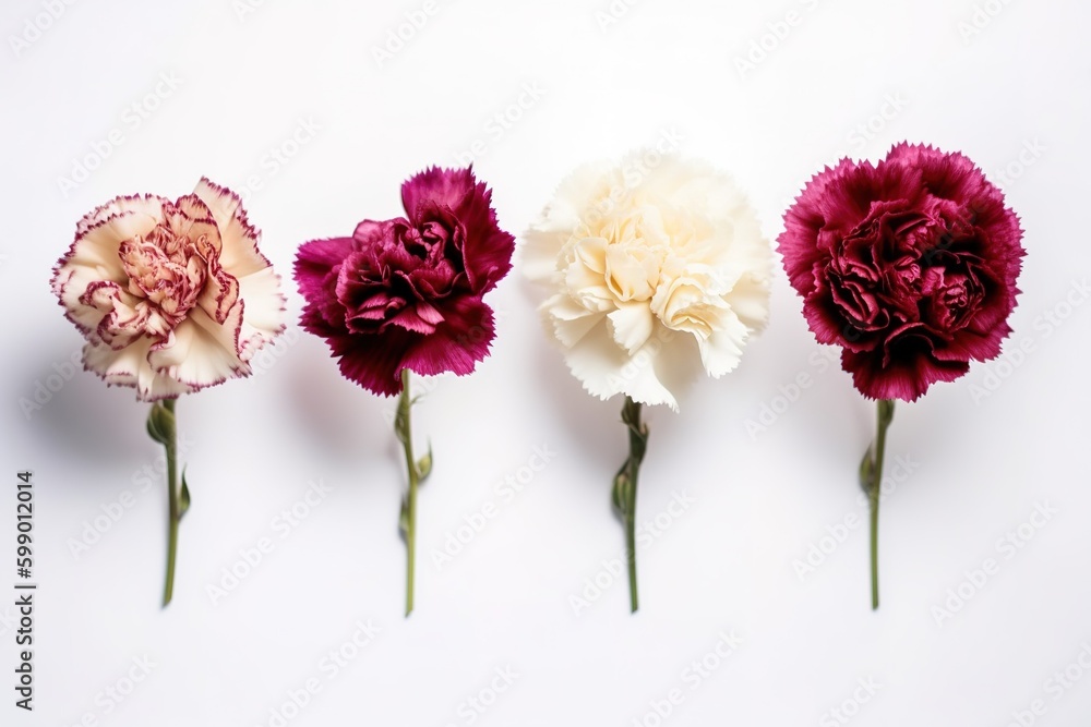 Poster a triangular arrangement of three flowers placed close to one another generative ai
