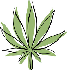 simplicity cannabis leaf continuous freehand drawing.