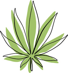 simplicity cannabis leaf continuous freehand drawing.