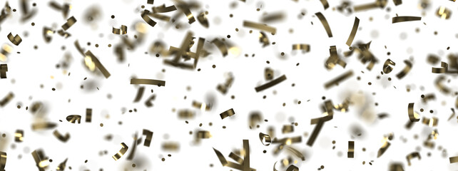 Glittering golden confetti png. Glittering golden confetti falls from above on transparent background. Celebrate festivals.