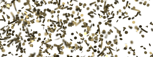 Golden serpentine confetti on transparent background. luxury isolated