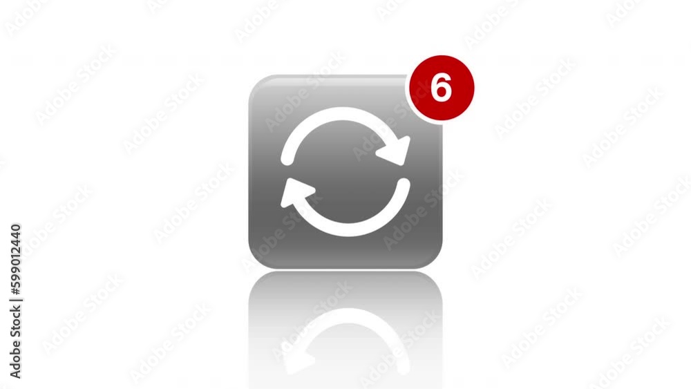 Poster video animation of update app icon with notifications on white background. motion background.