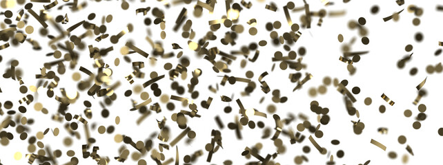 Golden serpentine confetti on transparent background. luxury isolated