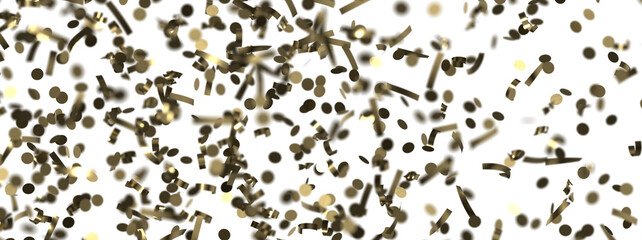Golden serpentine confetti on transparent background. luxury isolated