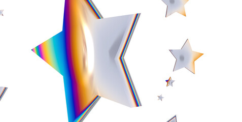 Silver stars border 3d - png transparent