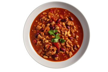 Turkey Chili With Beans On White Plate, On Isolated Transparent Background, Png. Gluten-Free Dish.. Generative AI