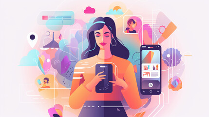 Ilustração em vetor conceito abstrato de influenciador virtual