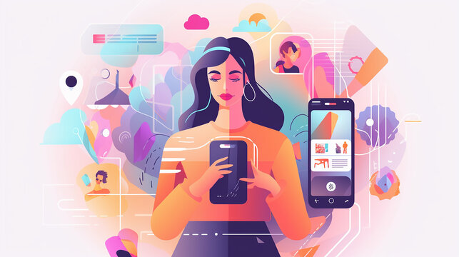 Ilustra&ccedil;&atilde;o em vetor conceito abstrato de influenciador virtual