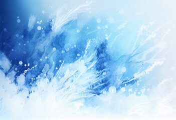 Freezing Water. Blizzard. Ice. Blue. Winter. Snow. Ultra Realistic. Background.
