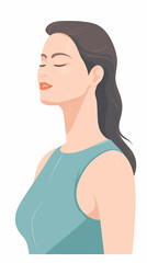 Mulher fazendo exercícios de alongamento do pescoço. Ilustração vetorial plana isolada no fundo branco