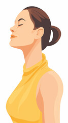 Mulher fazendo exerc&iacute;cios de alongamento do pesco&ccedil;o. Ilustra&ccedil;&atilde;o vetorial plana isolada no fundo branco