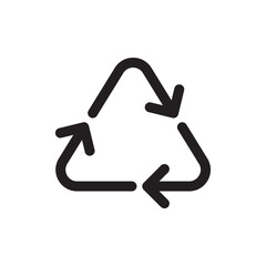 Recycle icon. Recycling icon. Environmental treatment flat sign design. Ecological recycling arrows symbol. Disposal pictogram. Outline symbol design. Linear UX UI icon