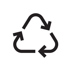 Recycle icon. Recycling icon. Environmental treatment flat sign design. Ecological recycling arrows symbol. Disposal pictogram. Outline symbol design. Linear UX UI icon