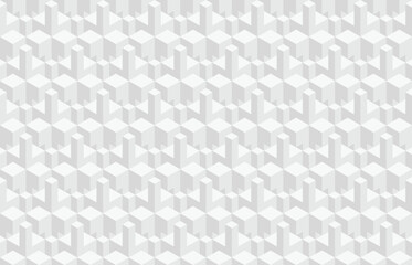 Abstract black and white 3d geometric seamless pattern. Isometric hexagonal cubes optical illusion modern background in neutral grey color.