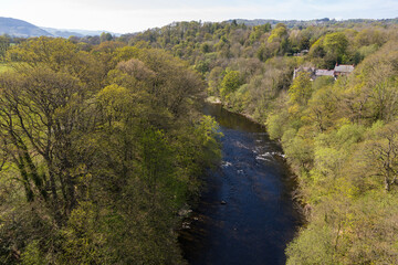 View of the Dee River in Llangollen. Denbighshire, Wales. UK.