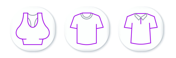 Set line Shirt, Undershirt and T-shirt icon. Vector