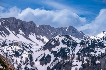 Fototapeta na wymiar Landscape of the Hochschwab Mountains in the Northern Limestone Alps of Austria.