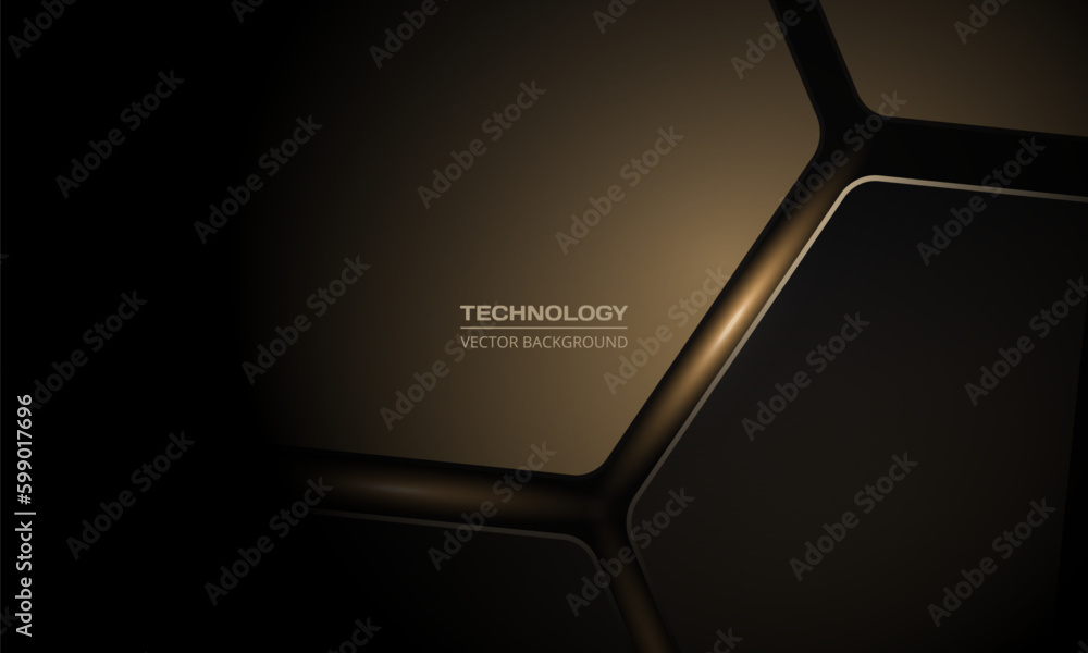 Poster hexagon technology black and gold colored honeycomb abstract background. vector illustration generat