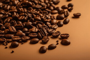 Coffee Beans On Beige Background. Generative AI