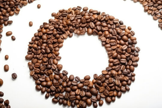 Frame Coffee Beans On White Background. Generative AI