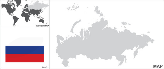 Russia map and flag. vector