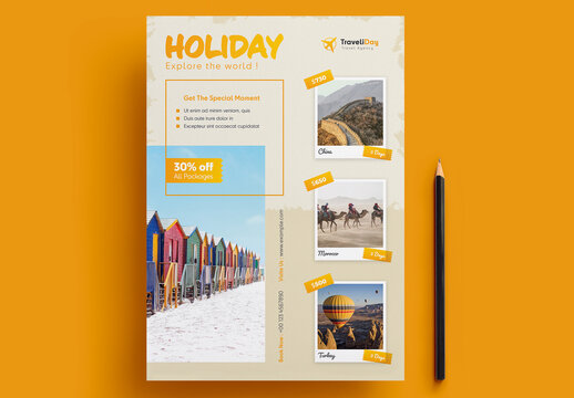Travel Flyer Layout with Orange Accents