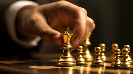 Businessman and Gold Chess Strategy: Drawing Generated by Artificial Intelligence