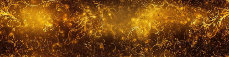 Beautiful Yellow Background With Shimmering. Panoramic Banner. Generative AI