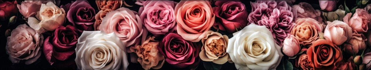 Beautiful Background Of Roses. Generative AI