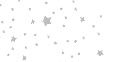 Fototapeta na wymiar Silver stars confetti rain festive holiday background. Vector silver paper foil stars - png transparent