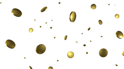 Golden serpentine confetti on transparent background. luxury isolated
