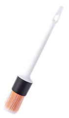 natural paint brush on a white background with a wooden handle